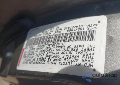 2000 Toyota Camry Le V6 из США, поврежденный, VIN JT2BF28K4Y0286366